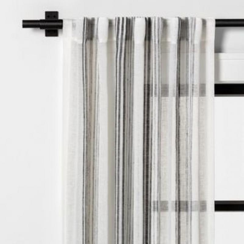 95 Vertical Stripe Curtain Sheer Gray - Hearth & Hand with Magnolia