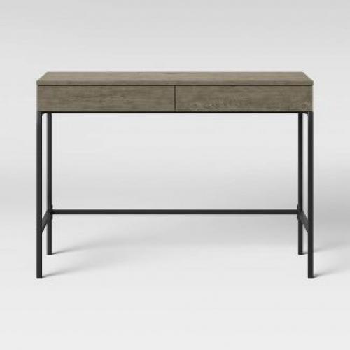 Loring Wood Writing Desk With Drawers And Charging Station Gray - Project 62
