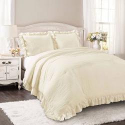 3pc Full/Queen Reyna Comforter Set Ivory - Lush Decor