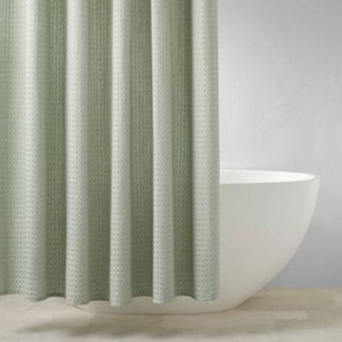 Waffle Shower Curtain Green - Casaluna