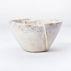 Decorative Sculptural Geometric Folded Bowl Cream