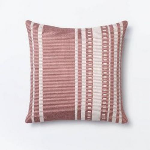 Woven Asymmetrical Striped Square Throw Pillow Mauve/cream - Threshold™