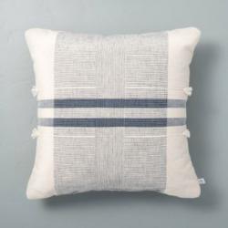18 x 18 Center Band Stripes Square Throw Pillow Blue