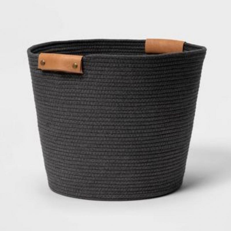 17 Coiled Rope Bin Warm Gray Charcoal - Brightroom
