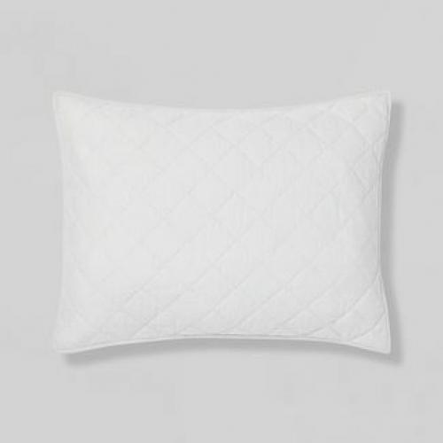 Standard Diamond Stitch Cotton Linen Quilt Sham Light Gray