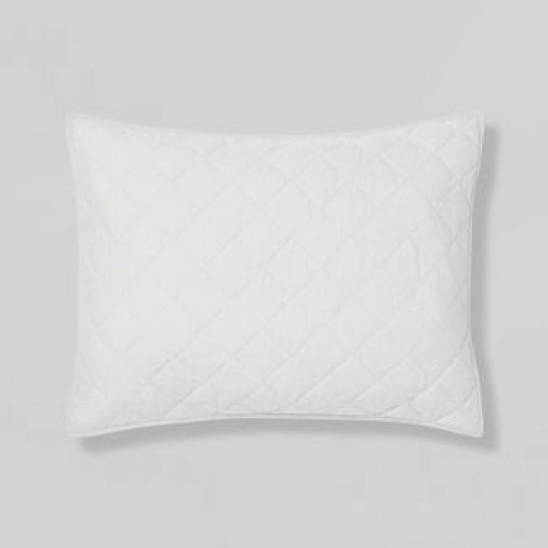 Standard Diamond Stitch Cotton Linen Quilt Sham Light Gray