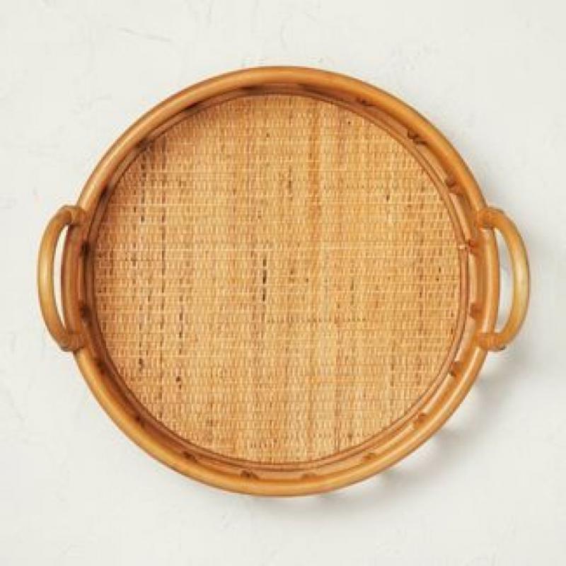 17 Rattan Decorative Coil Round Serving Tray - Opalhouse