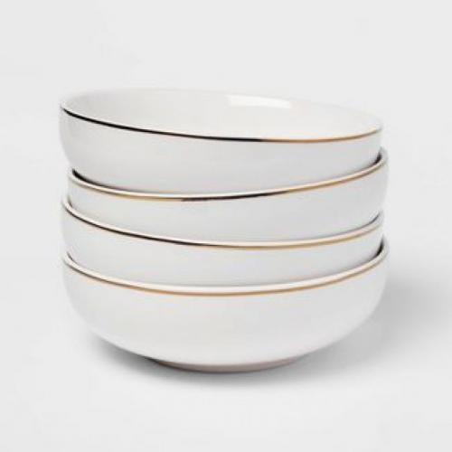 40oz 4pk Stoneware Dinner Bowls Gold - Threshold