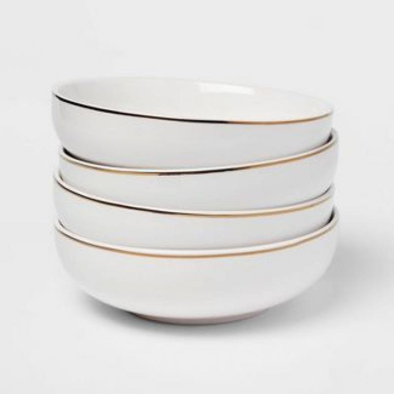 40oz 4pk Stoneware Dinner Bowls Gold - Threshold