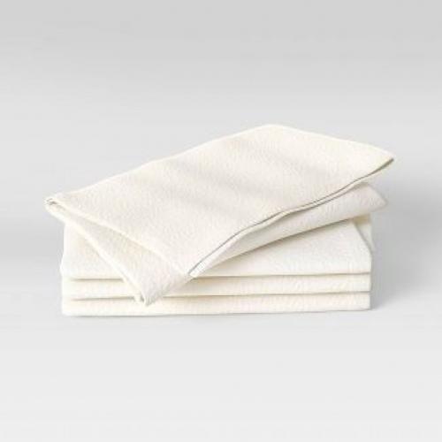 4pk Cotton Easy Care Napkins Cream - Threshold