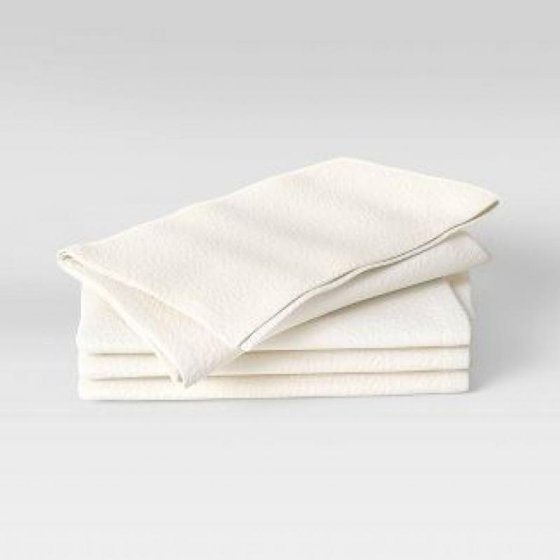 4pk Cotton Easy Care Napkins Cream - Threshold