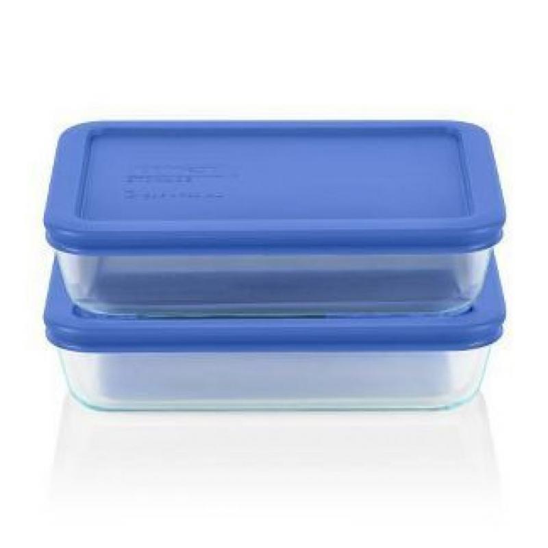 4pc 3 Cup Rectangular Glass Food Storage Value Pack - Blue