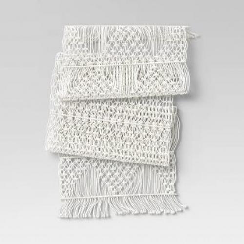 72 x 14 Cotton Macrame Runner White