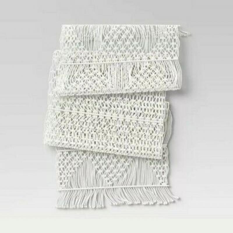 72 x 14 Cotton Macrame Runner White