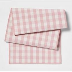 14 x 72 Cotton Gingham Table Runner Light Pink