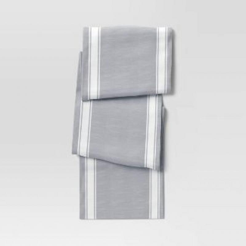 108 x 14 Cotton Striped Bistro Table Runner Gray