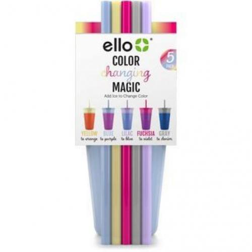Ello 24oz 5pk Chameleon Color Changing 16oz Tumblers with Straws