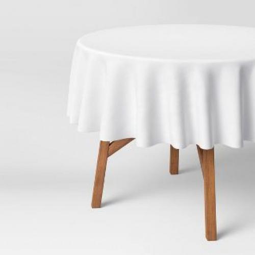 70 Round Solid Tablecloth White