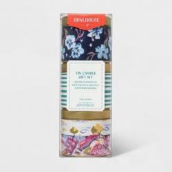 4oz 3pk Lidded Mini Patterned Tin Cool Candle Gift Set - Opalhouse