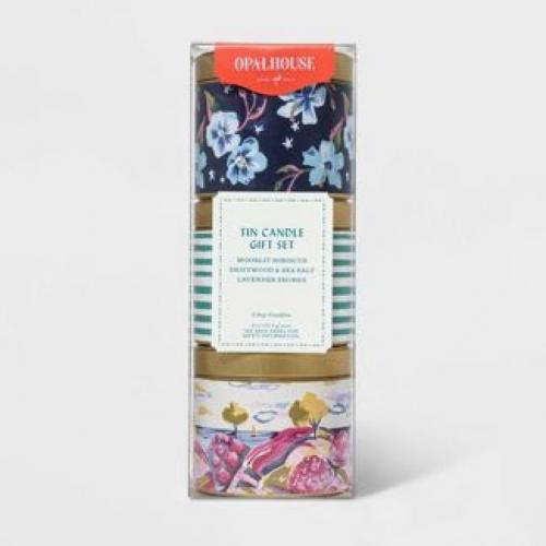 4oz 3pk Lidded Mini Patterned Tin Cool Candle Gift Set - Opalhouse