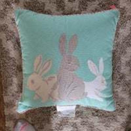 Spritz Turquoise Cotton Bunny Pillow