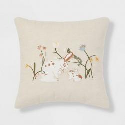 Mom and Baby Bunny Square Throw Pillow Cream - Threshold