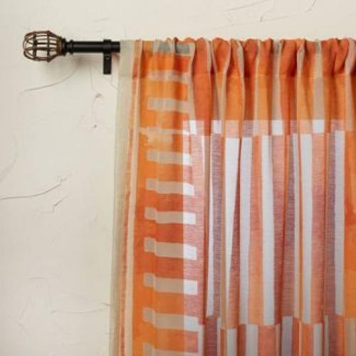 84x54 Ophelia Printed Burnout Sheer Curtain Panel Orange - Opalhouse