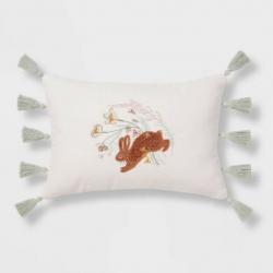 Lumbar Throw Pillow Cream with Stitched Bunny - Threshold