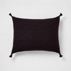 Standard Double Cloth Quilt Sham Black - Threshold