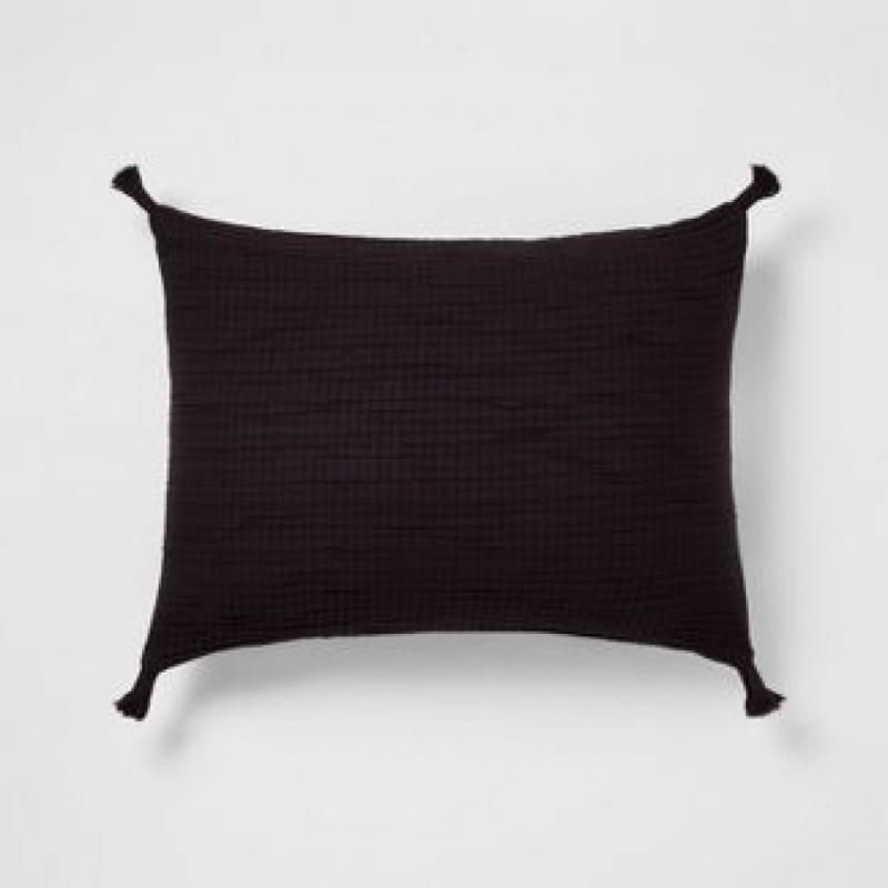 Standard Double Cloth Quilt Sham Black - Threshold