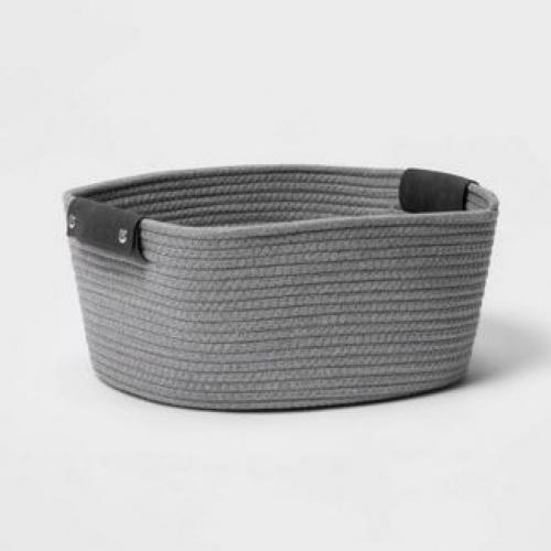 13 Half Coiled Rope Basket Gray - Brightroom™