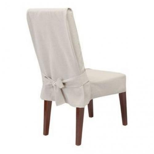 Farmhouse Basketweave Dining Room Chair Slipcover Oatmeal - Sure Fit -