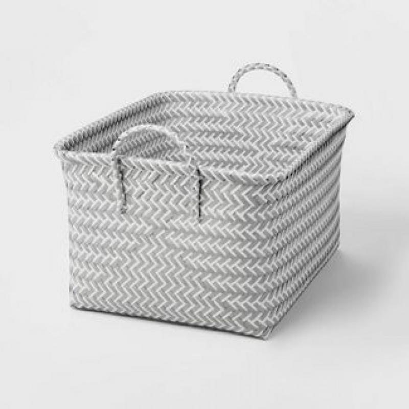 Large Woven Rectangular Storage Basket Gray/white - Brightroom