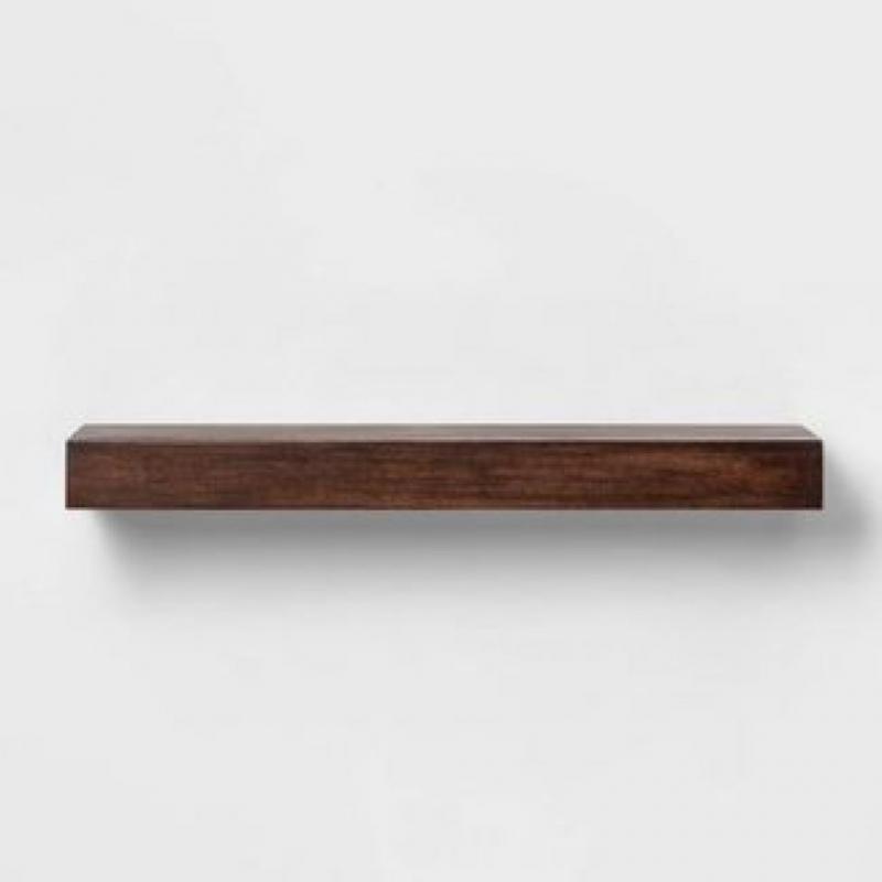 Wood Block Wall Shelf Walnut 24x6 - Threshold