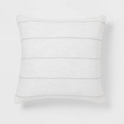 Euro Woven Stripe Decorative Throw Pillow White/Light Gray - Threshold