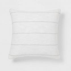 Euro Woven Stripe Decorative Throw Pillow White/Light Gray - Threshold