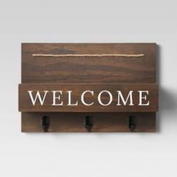 15 x 10 Wood Welcome Mail Station Walnut - Threshold