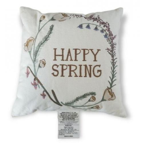 'Happy Spring' Square Throw Pillow Cream - Threshold