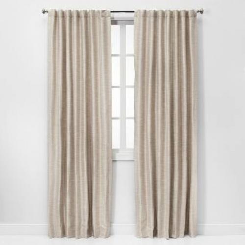 8452 Faux Silk Room Darkening Window Curtain Panel Ivory - Threshold