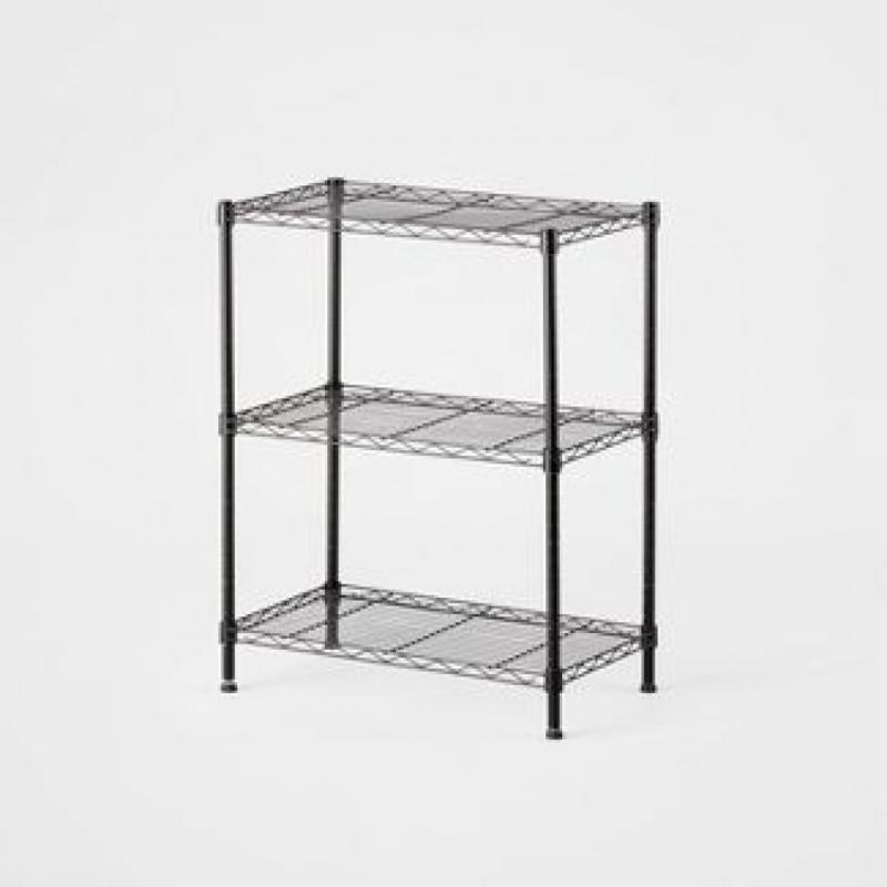 3 Tier Wire Shelving Black - Brightroom