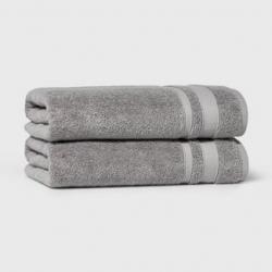 2pk Performance Bath Towel Set Gray - Threshold