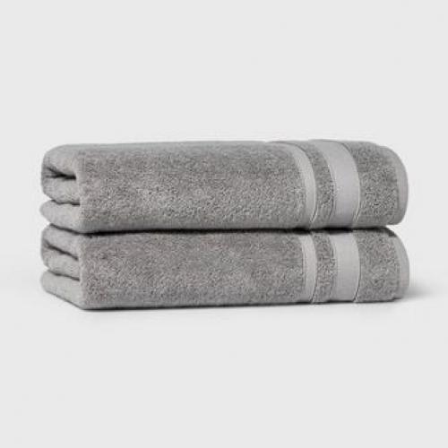 2pk Performance Bath Towel Set Gray - Threshold