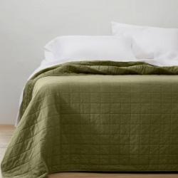 King Plus Heavyweight Linen Blend Quilt Moss Green - Casaluna