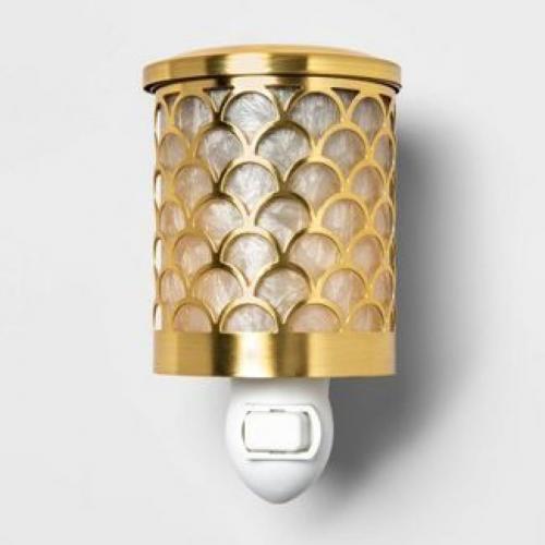5.2 x 4.2 Scallop Capiz and Glass Plug-In Scent Warmer Gold - Opalhouse