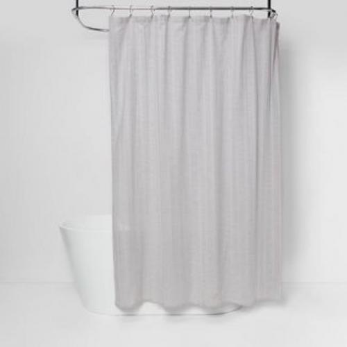 Tonal Striped Shower Curtain Gray - Threshold