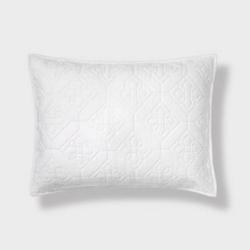 Standard Embroidered Cotton Quilt Sham White  - Threshold