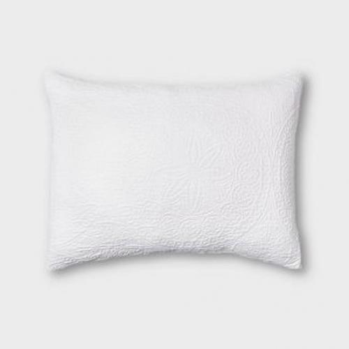 Standard Matelasse Medallion Sham White - Threshold