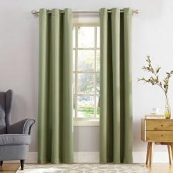 108x54 Kenneth Energy Saving Blackout Grommet Top Curtain Panel Green-Sun Zero