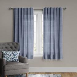 95x54  Stitched Edge Light Filtering Curtain Panel Denim Blue - Threshold