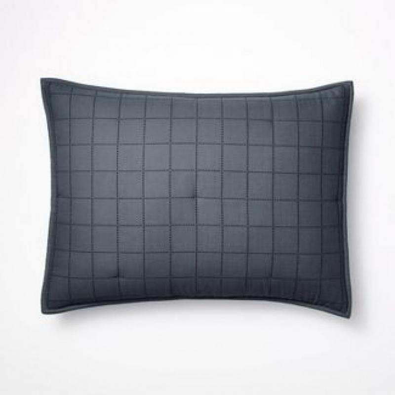 Standard Grid Stitch Cotton Quilt Sham Blue/Navy - Threshold designed with Studio McGee